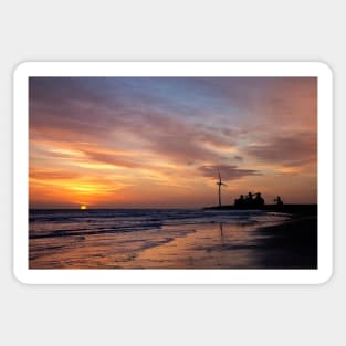 January sunrise on the beach Sticker